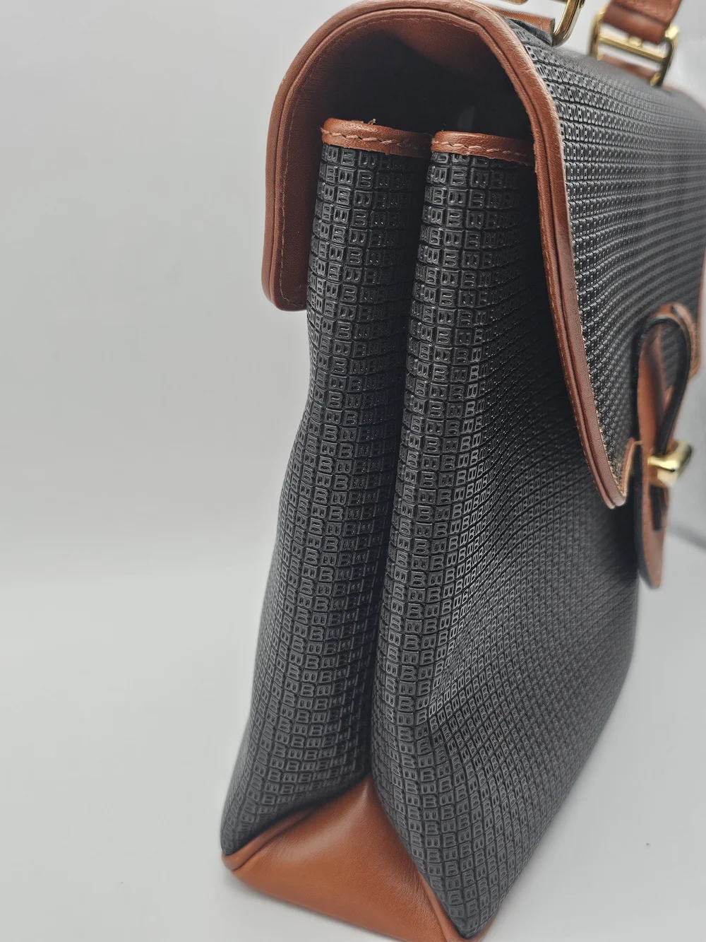 Vintage Bally monogram top-handle satchel/briefcase bag